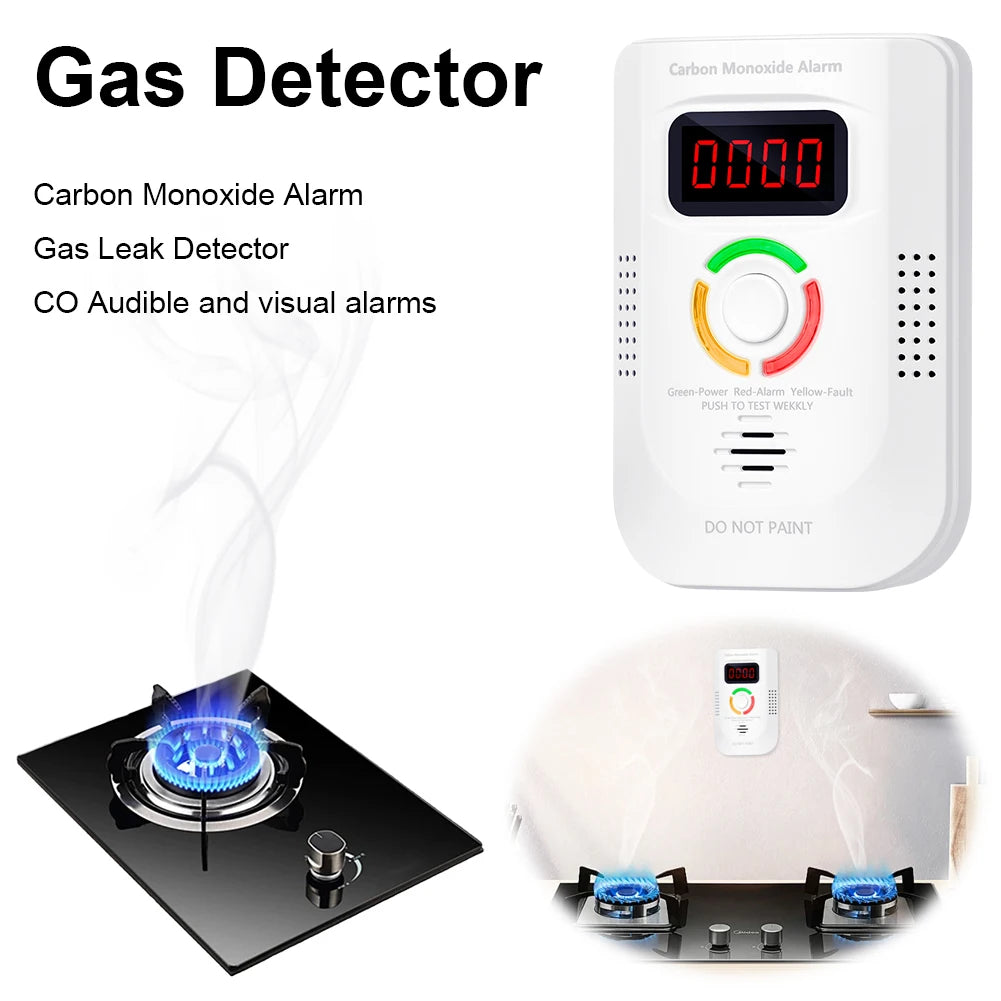 Home Security Combustible Gas Leakage Sensor LPG Propane Butane Methane Natural Gas Detector CO Carbon Monoxide Alarm Fireproof - Jimmys Supplies