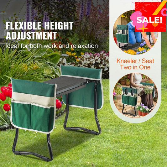 Outdoor yard gardening kneeling mat and foldable garden stool, gardening stool with equipment bag