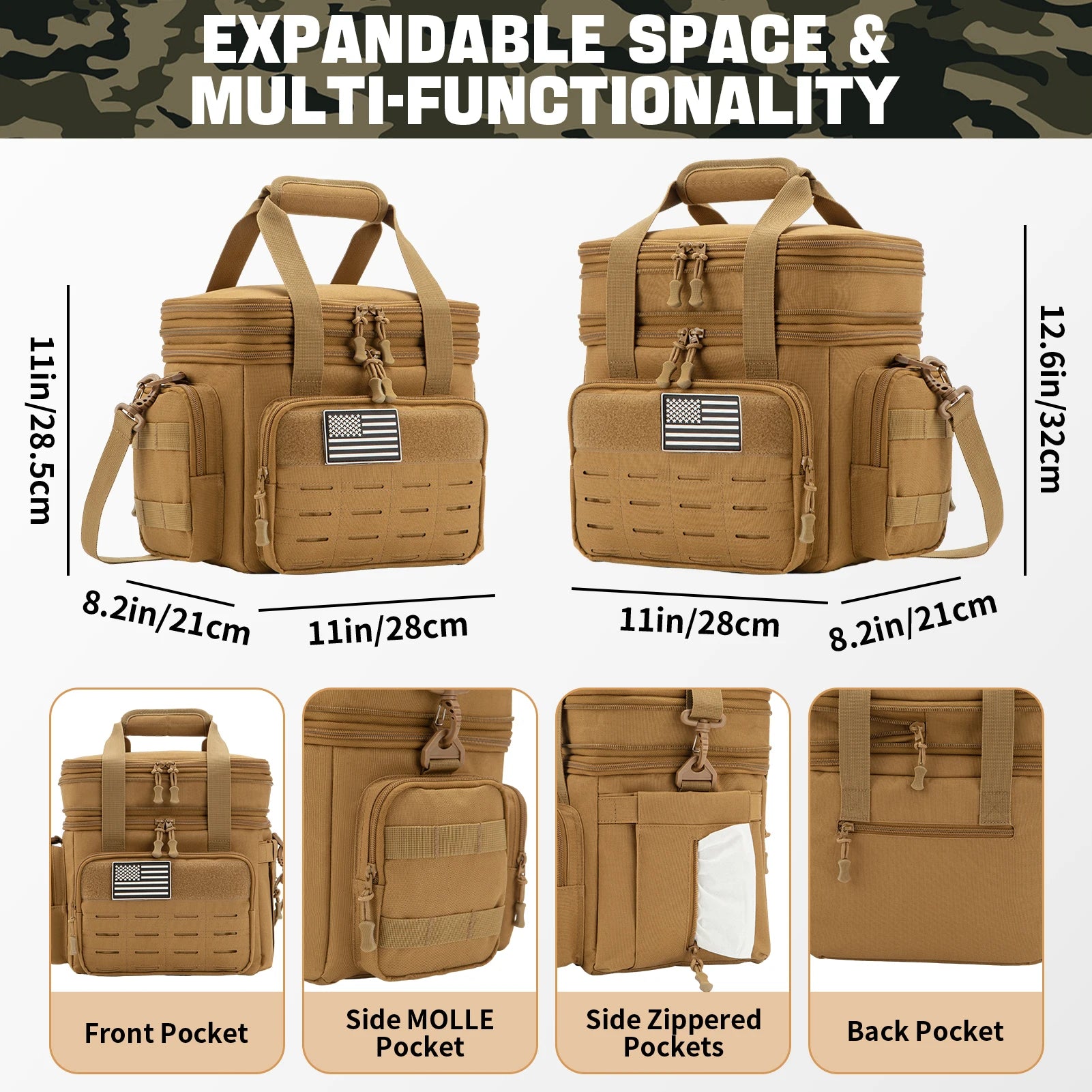 Large Capacity Men's Tactical Lunch Box Lunch Bag Insulated Cooler Bag, Leak-proof Insulated Durable Warm Lunch Box for Office, - Jimmys Supplies