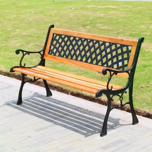 Legs Park Bench Wooden Bench With Back Steel Cast Iron Outdoor 2 Seater 7 Slats Manufacturer Outdoor Furniture Modern 5 Pcs