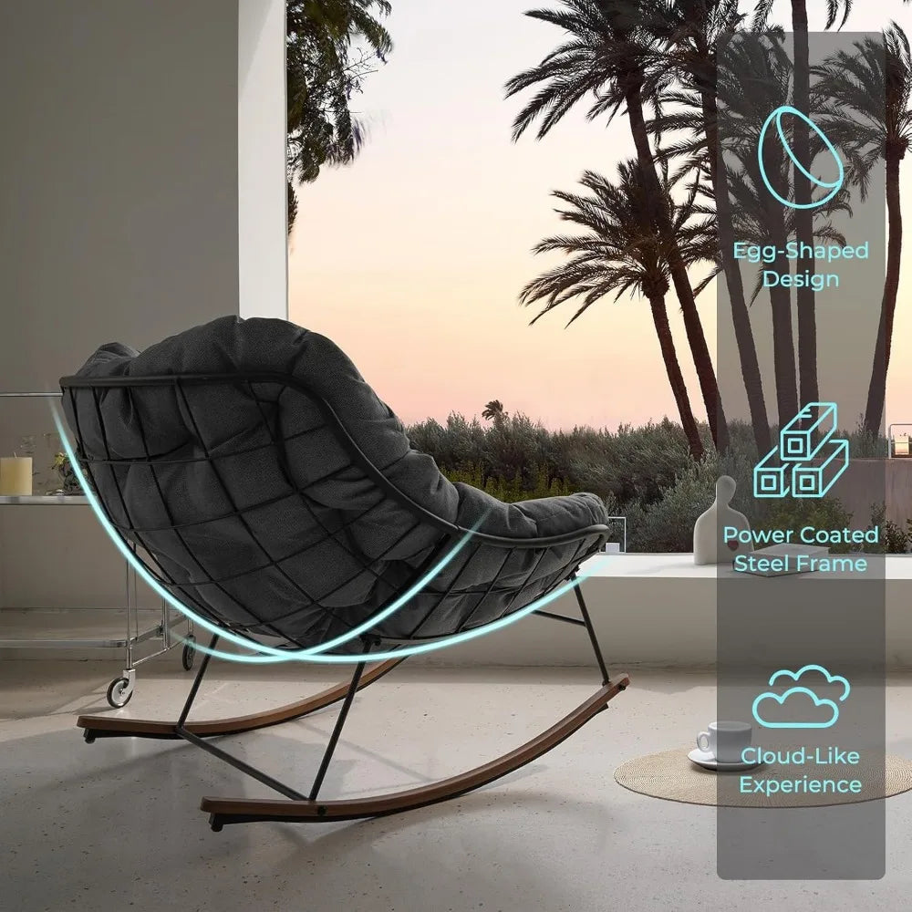 Rocking Chair Outdoor, E-Coated Papasan Rocker with Cushion - Jimmys Supplies