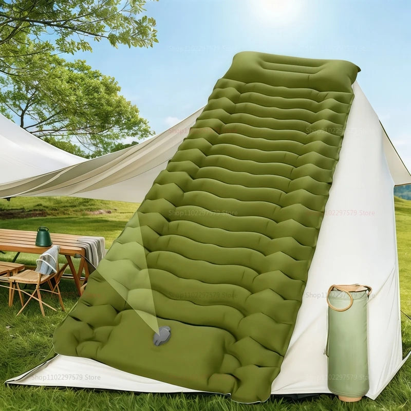 Outdoor Camping Air Mattress with Pillows Ultralight Thickened Built-in Pump for Hiking Picnic Sleep Comfort Travel Outdoor Gear