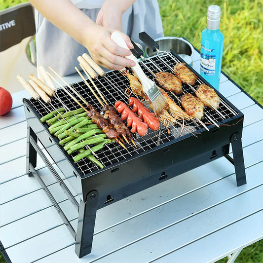 Portable BBQ Charcoal Grill Stainless Steel Small Mini BBQ Tool Kit Outdoor Cooking Camping Picnic Beach Portable BBQ - Jimmys Supplies