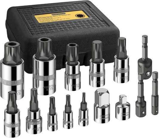 AMTOVL Triple Square Spline Bit Set 15Pcs S2 Steel Adapter - Jimmys Supplies