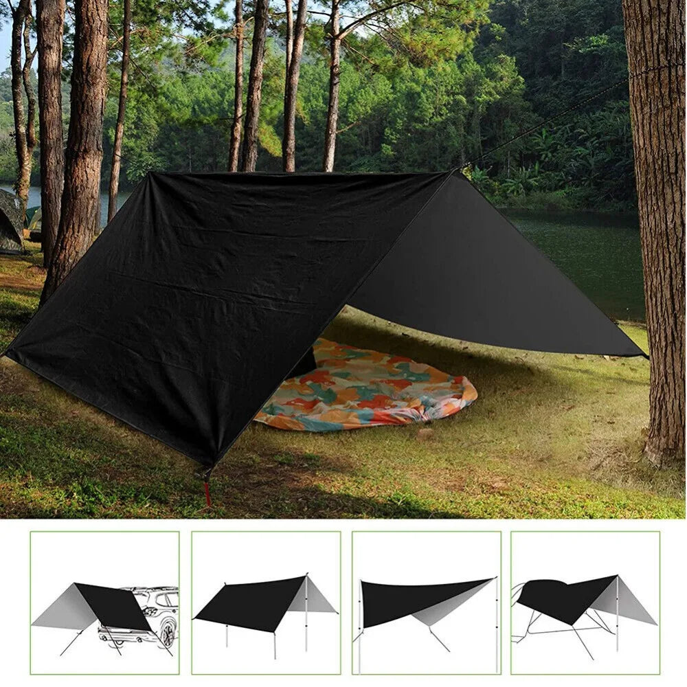 3Mx3M Camping Waterproof Awning Tarp Tent Dark Grey Ultralight Sun Shelter for Outdoor Tourist Beach sun shade UV Coating - Jimmys Supplies