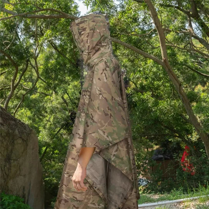 Man Military Impermeable Zipper Camo Raincoat Waterproof Rain Coat Men Raincoat Women Awning Tent Rain Motorcycle Rain Poncho