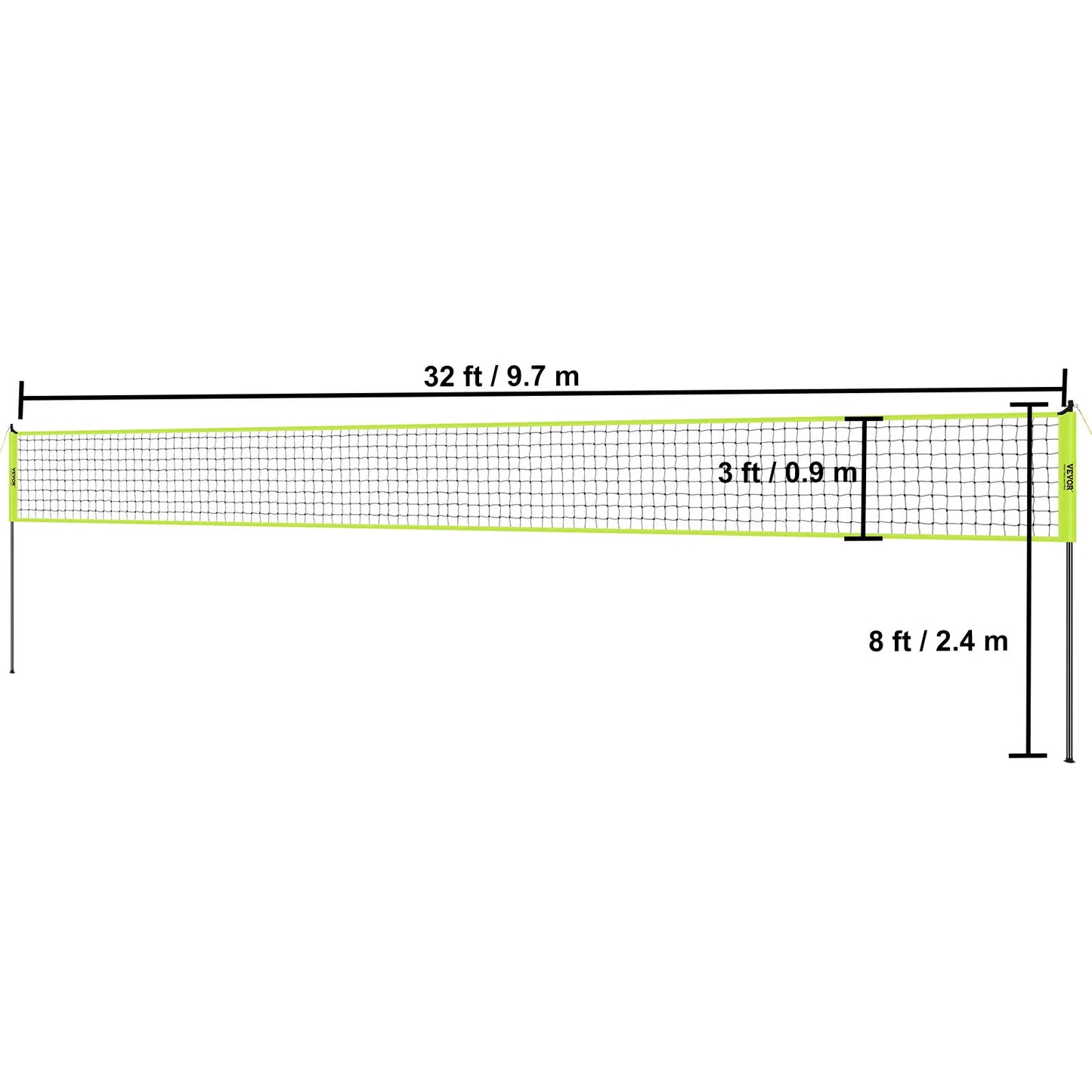 VEVOR Outdoor Volleyball Net System Adjustable Height Steel Poles with PVC Volleyball Pump Carrying Bag for Backyard Beach Lawn - Jimmys Supplies