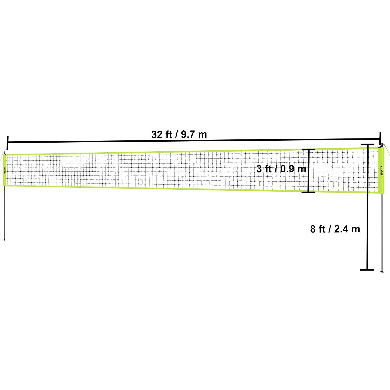 VEVOR Outdoor Volleyball Net System Adjustable Height Steel Poles with PVC Volleyball Pump Carrying Bag for Backyard Beach Lawn - Jimmys Supplies