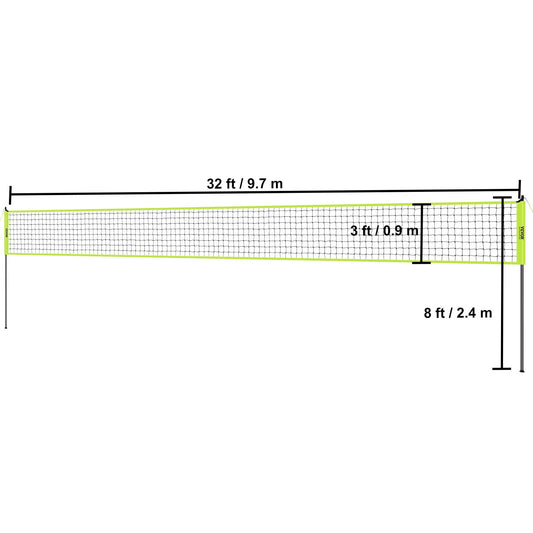 SucceBuy Outdoor Volleyball Net System Adjustable Height Steel Poles with PVC Volleyball Pump Carrying Bag for Beach Lawn