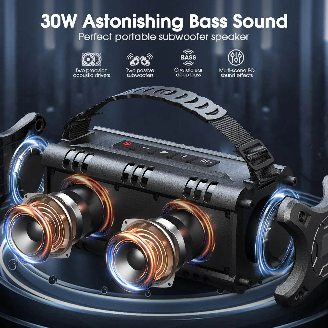 W King Bluetooth Speaker 30W Portable Wireless Loud Speakers IPX6 Waterproof Outdoor Speaker 24 Hour Playtime EQ AUX TF Card - Jimmys Supplies