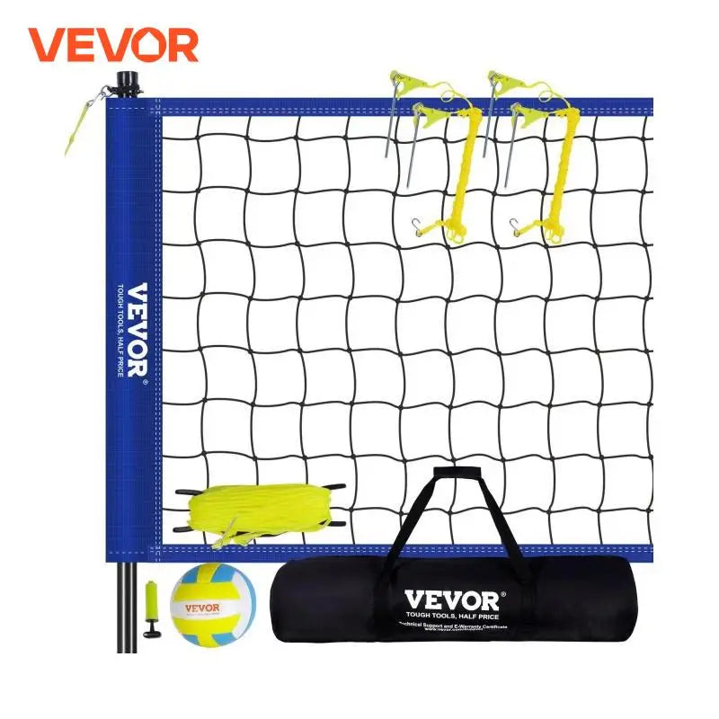 VEVOR Outdoor Volleyball Net System Adjustable Height Steel Poles with PVC Volleyball Pump Carrying Bag for Backyard Beach Lawn - Jimmys Supplies