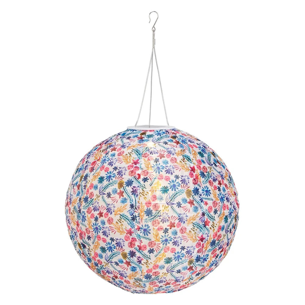 12 inch LED Solar Chinese Lantern Round Ball Printed Decorative Lantern Hanging for Home Yard Park Lighting Outdoor Decor - Jimmys Supplies