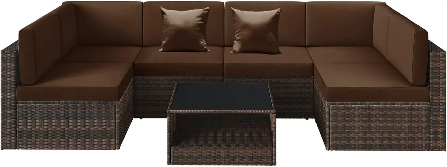 100% Waterproof Cushions Covers for Patio Outdoor Furniture, Sofa Cushion Covers with Zipper for 6-Seat Rattan Wicker Sectional - Jimmys Supplies