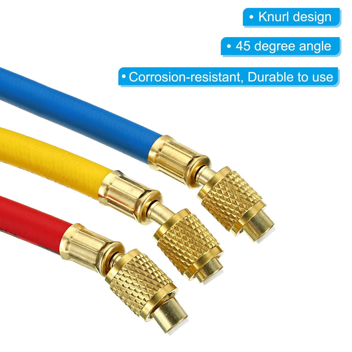 3pcs R134A R410 R22 800-4000 PSI Manifold Gauge Set A/C Refrigeration Charging Hose HVAC Refrigerant Hoses Set with Ball Valve