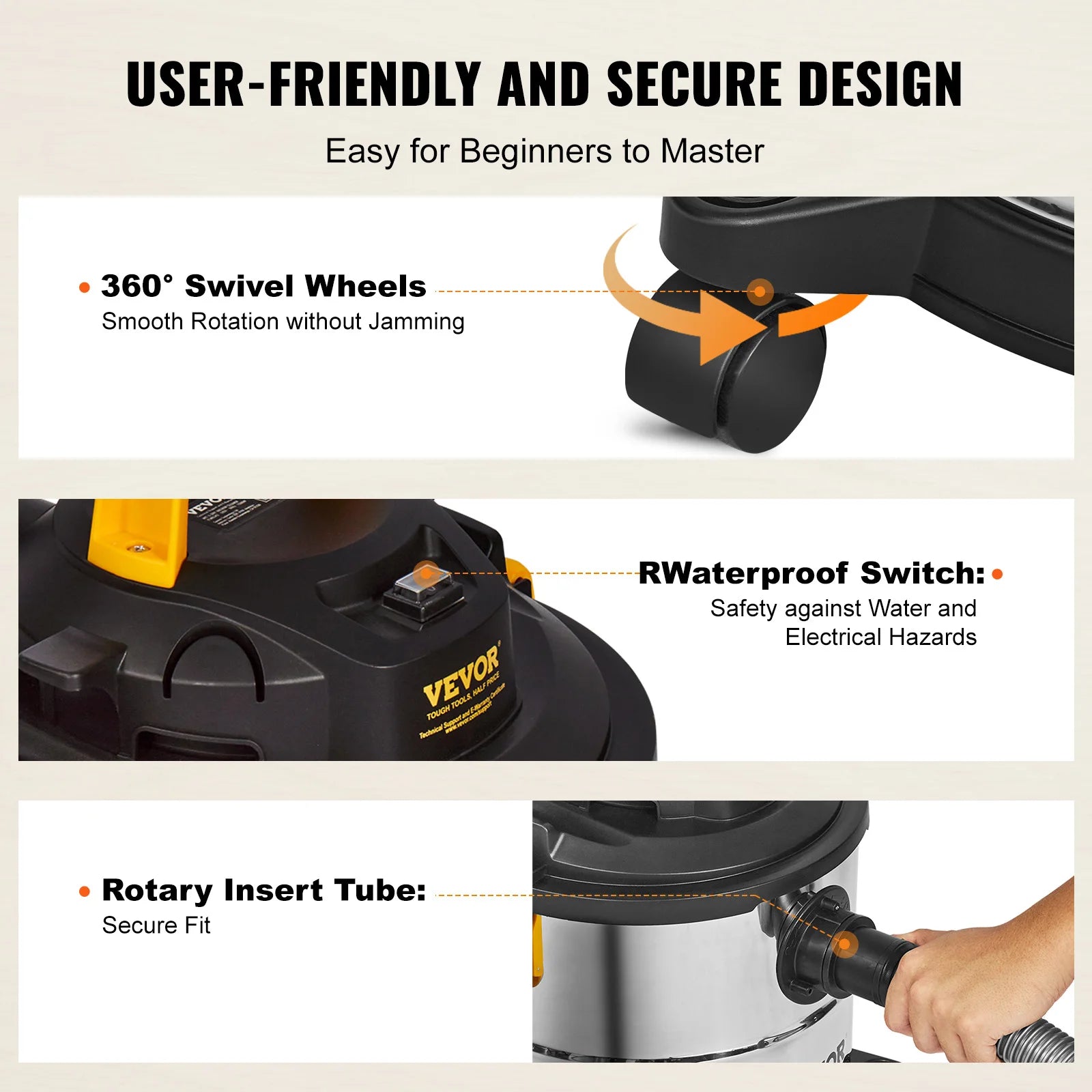 VEVOR Stainless Steel Wet Dry Shop Vacuum Powerful Suction - Jimmys Supplies