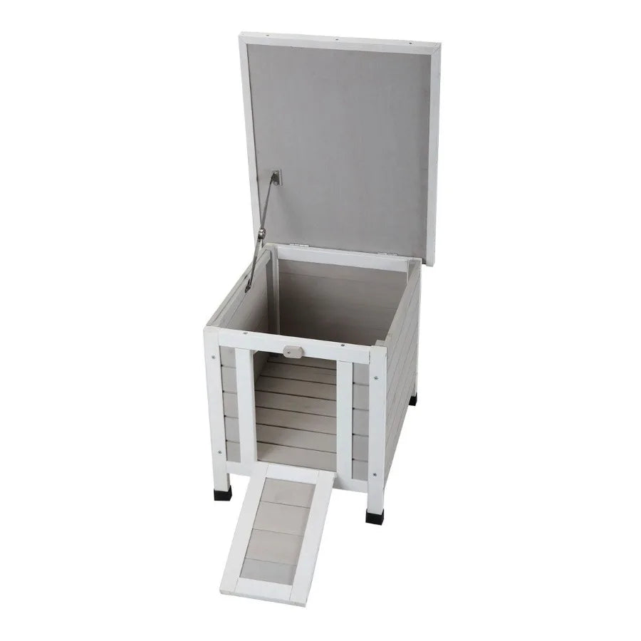 Modern Wooden Rabbit Cat Dog Hutch Indoor Outdoor Retreat House with Openable Roof for Small Pets Weatherproof Gray - Jimmys Supplies