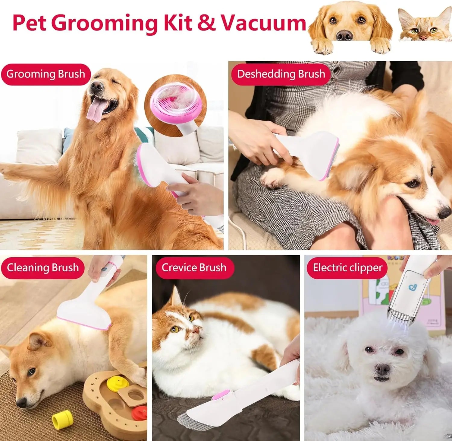 Pet Grooming Vacuum, Multi-Functional Dog Hair Groomer - Jimmys Supplies
