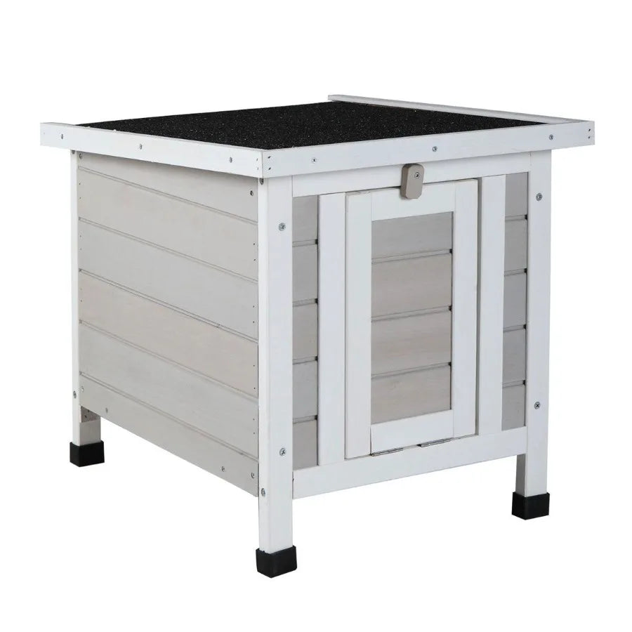 Modern Wooden Rabbit Cat Dog Hutch Indoor Outdoor Retreat House with Openable Roof for Small Pets Weatherproof Gray - Jimmys Supplies