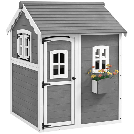 Outsunny Playhouse for Kids, Backyard Wooden Cottage - Jimmys Supplies