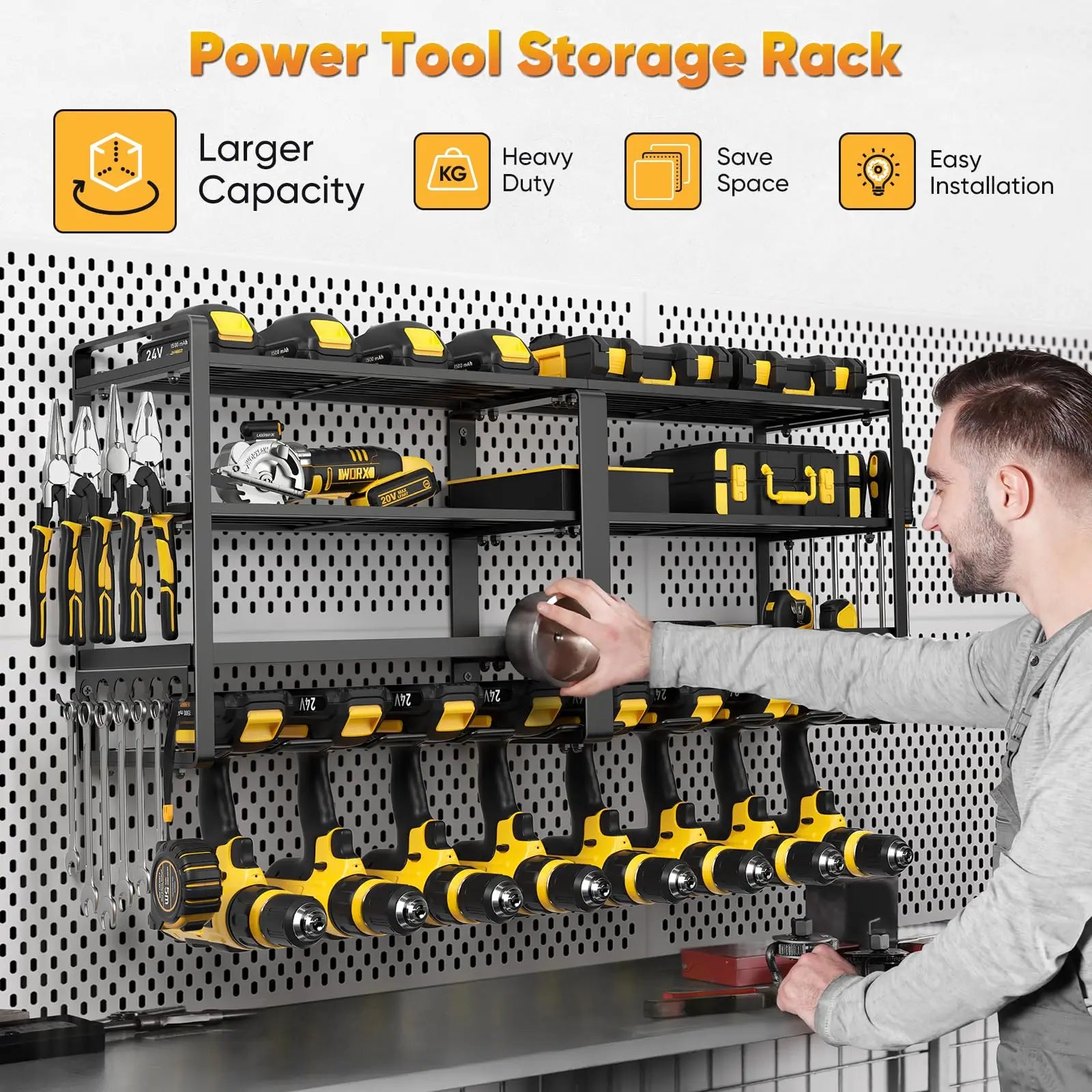 Power Tool Organizer Wall Mount, Heavy Duty 4 Layer Rack - Jimmys Supplies