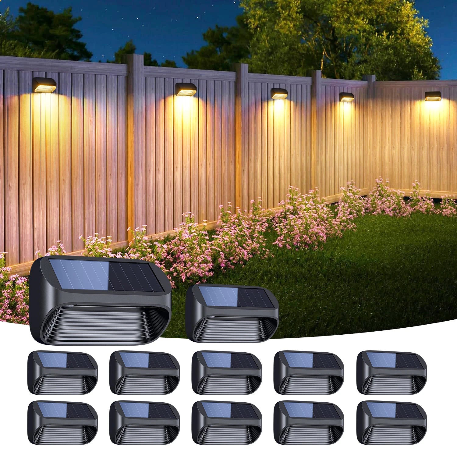 6/12 Pack Fence Lights Solar Powered for Yard and Patio Decor - Jimmys Supplies