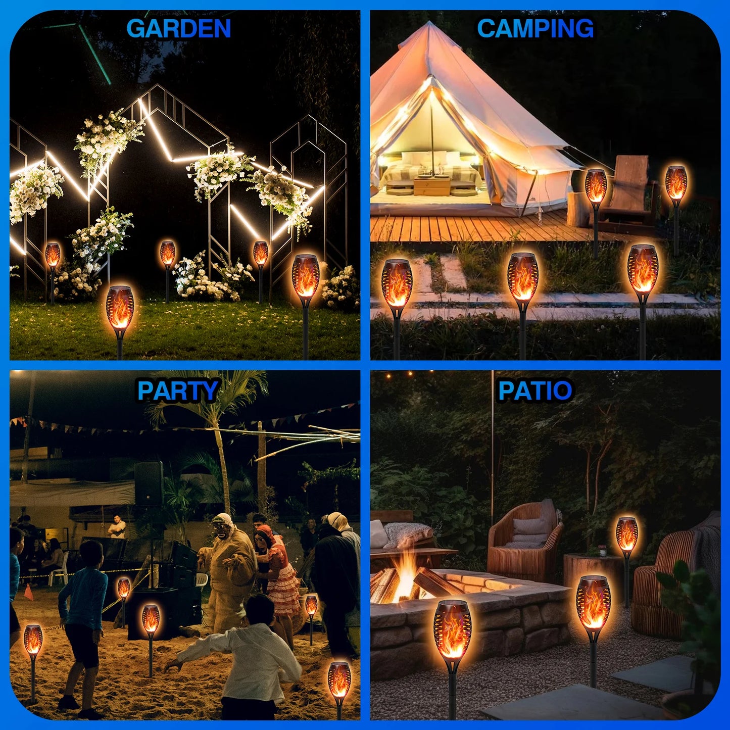 Solar Lights Outdoor LED 4/6/812Pcs Solar Torch Lights with Flickering Flame Waterproof Garden Decoration Lawn Path Yard Patio