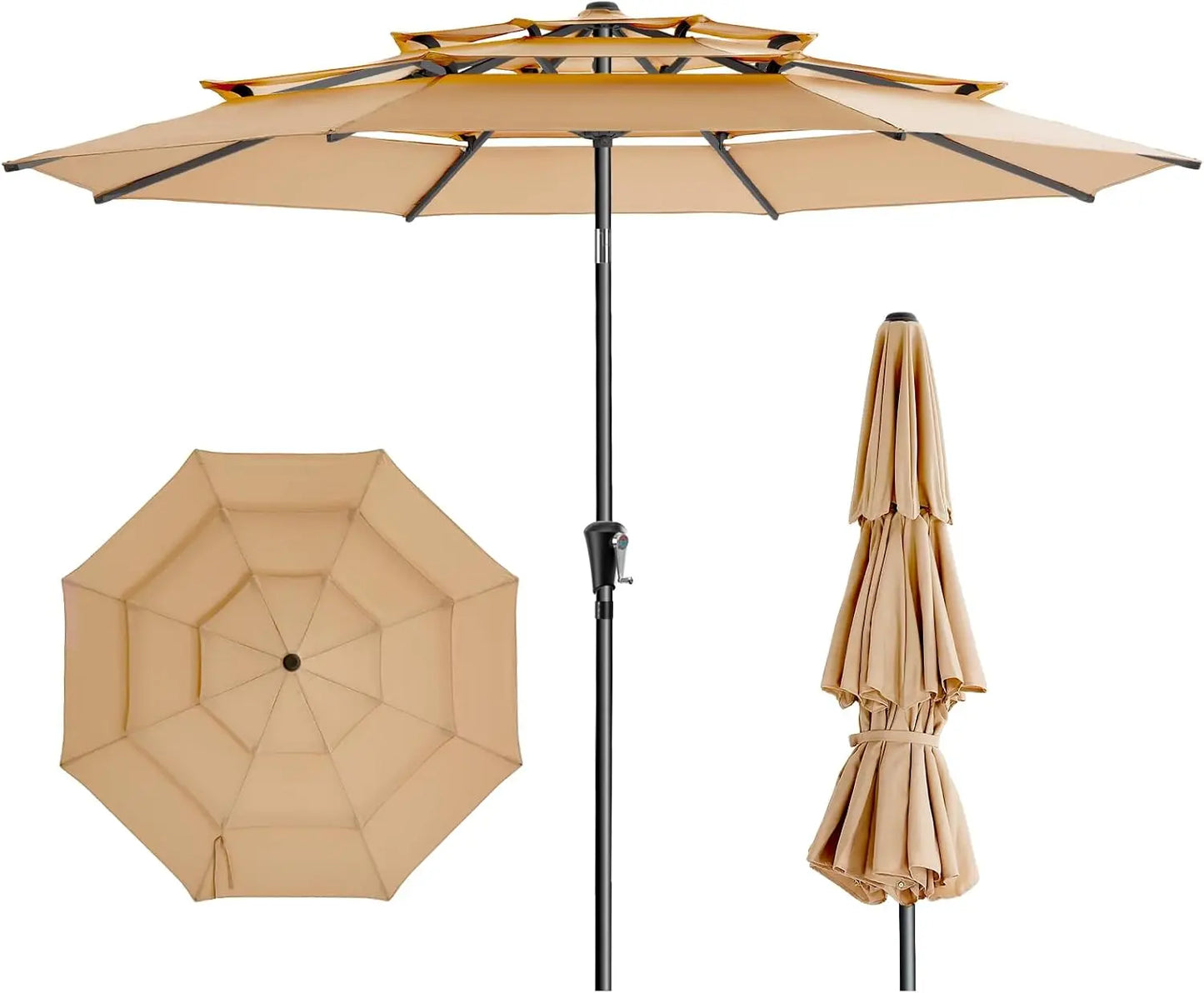Outdoor Patio Umbrella with 5-Year Fade Resistant,Vented Outdoor Commercial Market Umbrella with UPF50+ UV