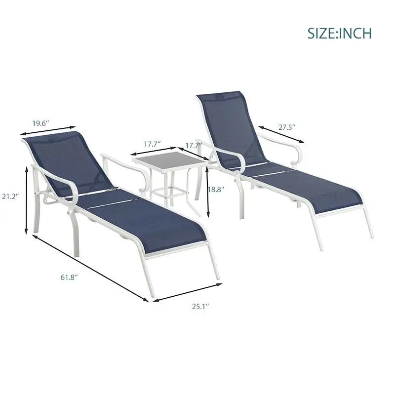 3 Pack Patio Lounge Chair, Outdoor Chaise Lounge Set - Jimmys Supplies