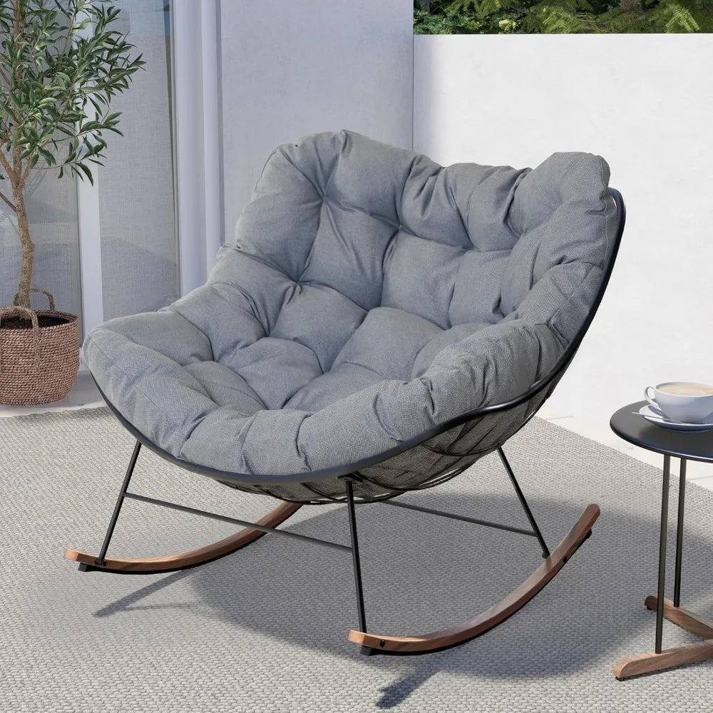 Rocking Chair Outdoor, E-Coated Papasan Rocker with Cushion - Jimmys Supplies
