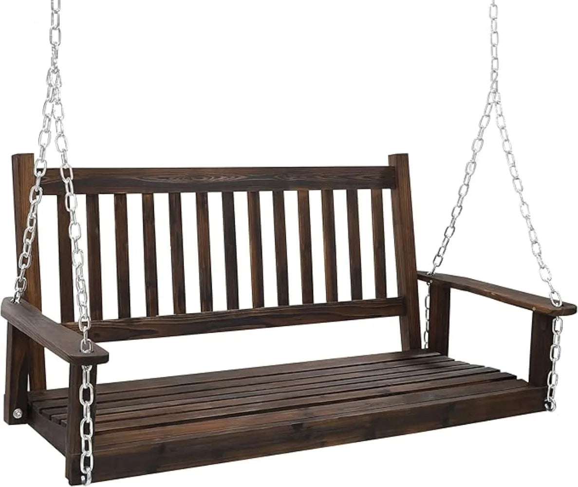 Outdoor Patio Hanging Wooden Porch Swing 5FT Rustic - Jimmys Supplies