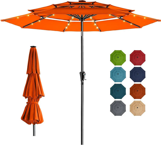 Outdoor Patio Umbrella with 5-Year Fade Resistant,Vented Outdoor Commercial Market Umbrella with UPF50+ UV