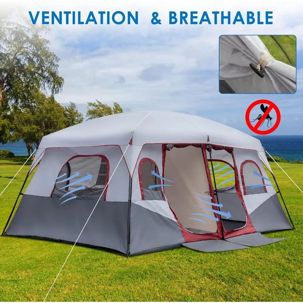 8/10 Person Camping Tent, Large Family Tent with Rainfly - Jimmys Supplies