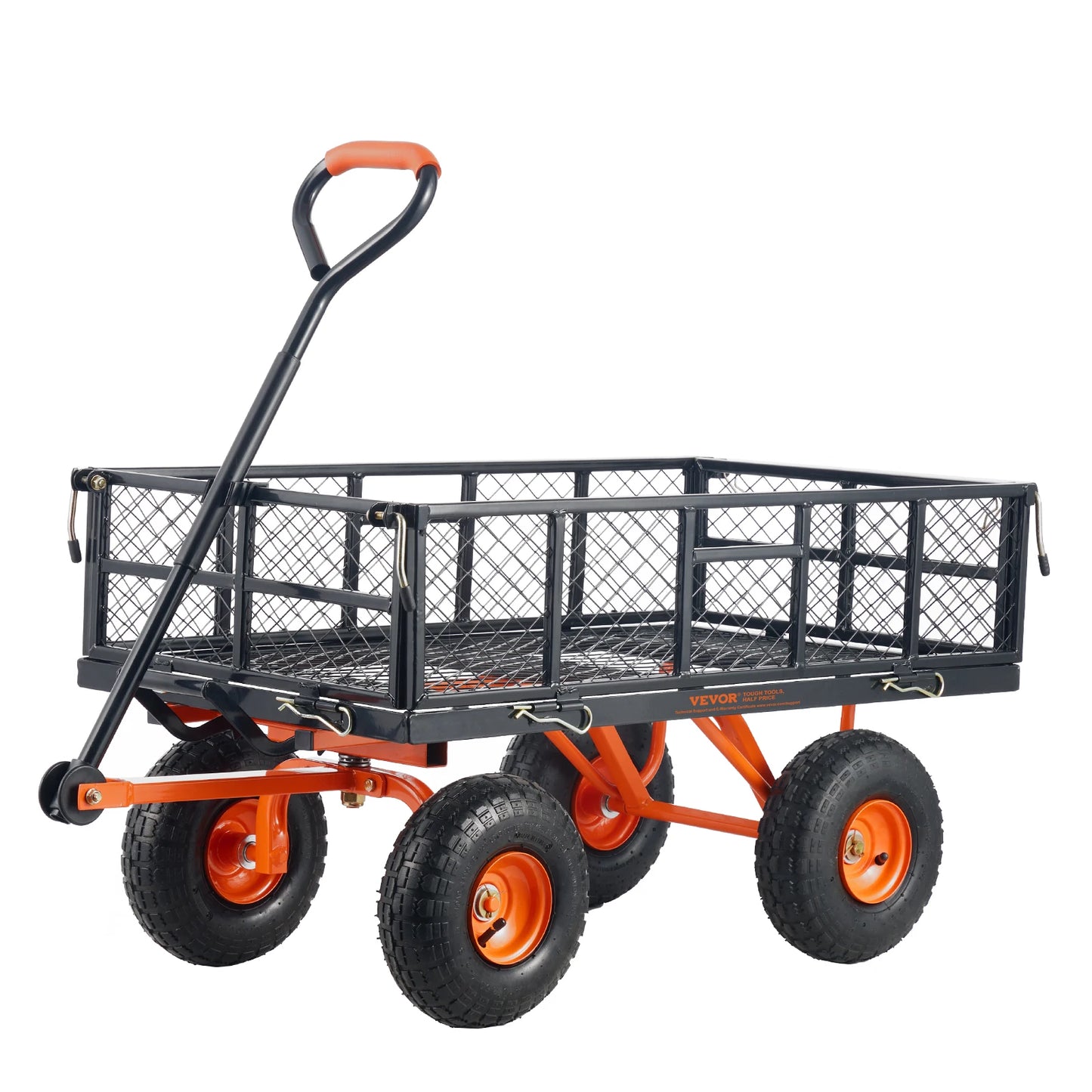 VEVOR Garden Cart Sturdy Metal Utility Wagon with Simple Assembly Versatile Dump Cart Wheelbarrow with 400/880lbs Load Capacity - Jimmys Supplies