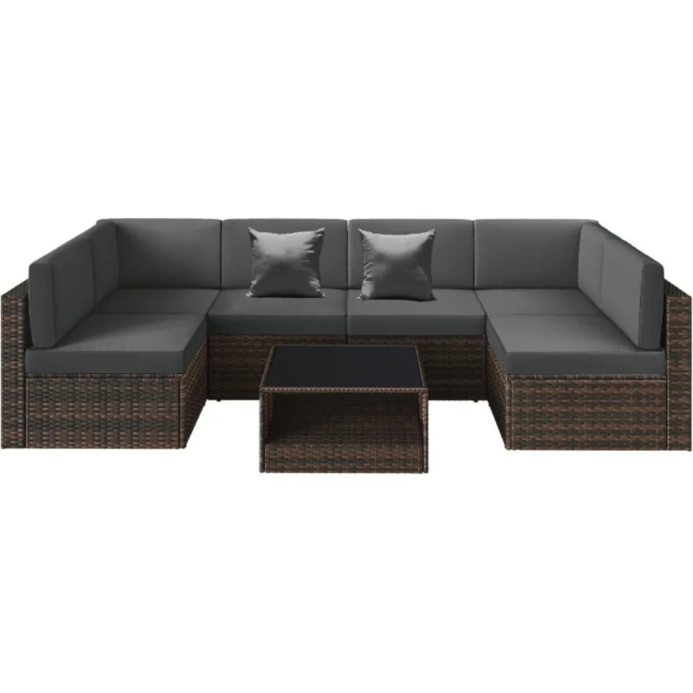 100% Waterproof Cushions Covers for Patio Outdoor Furniture, Sofa Cushion Covers with Zipper for 6-Seat Rattan Wicker Sectional - Jimmys Supplies