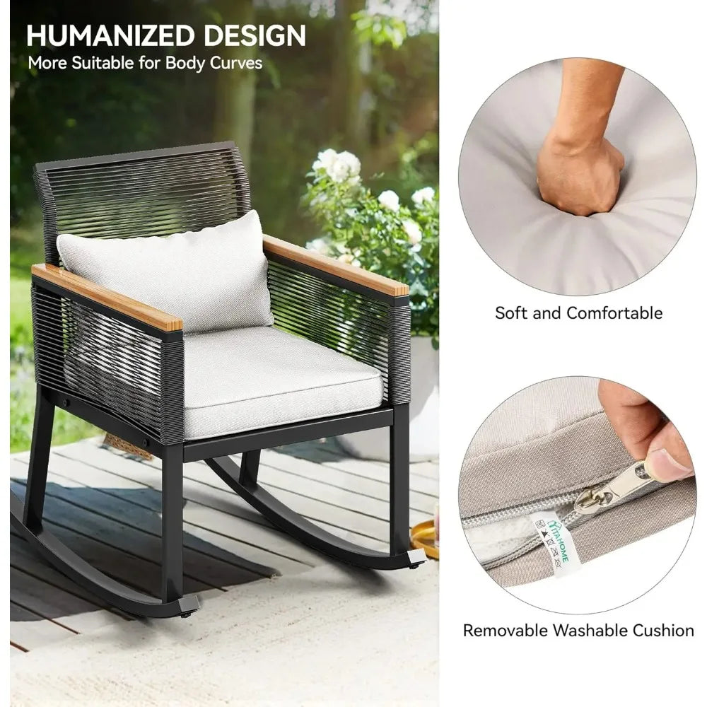 Patio Wicker Rocking Chair Outdoor Conversation Bistro Set - Jimmys Supplies