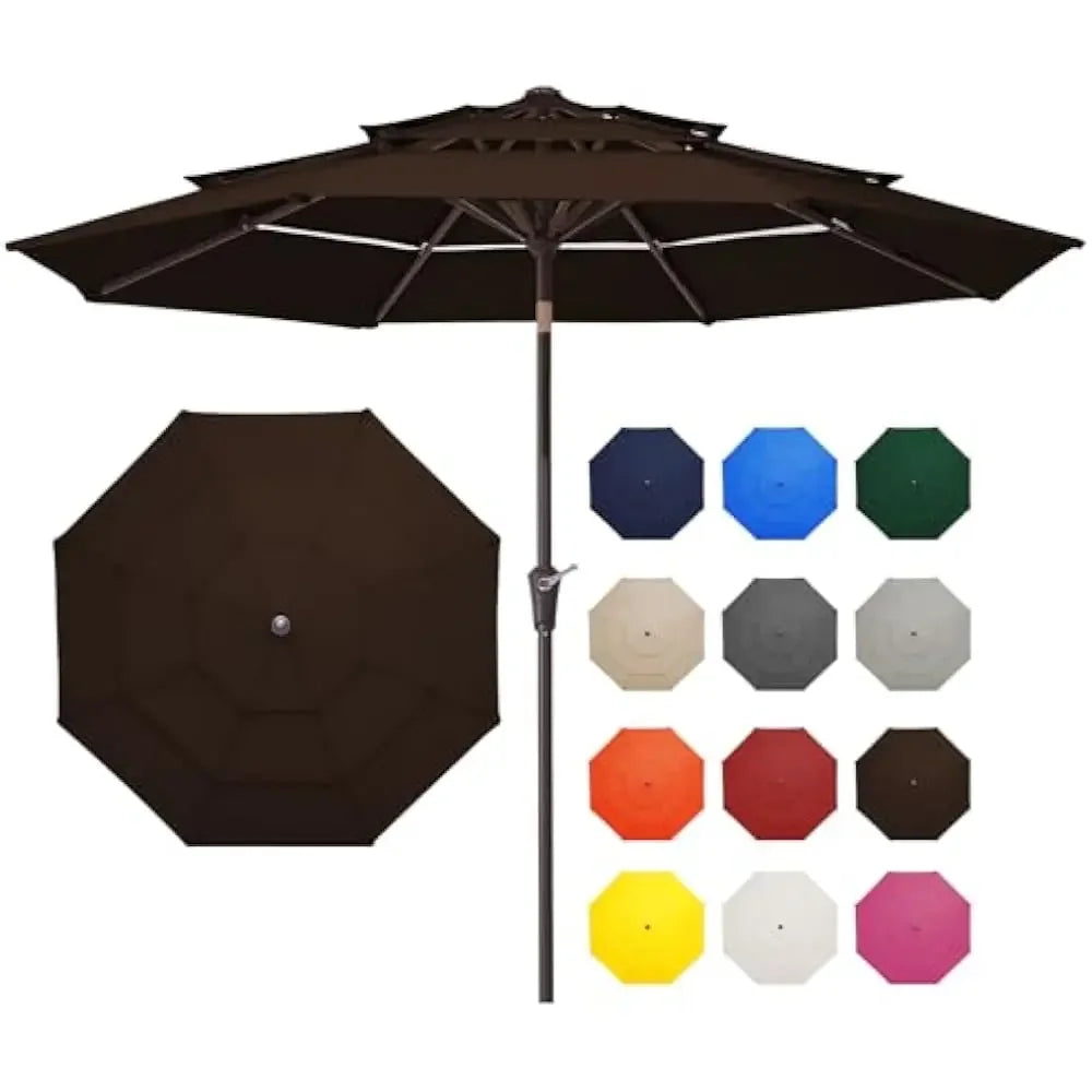 9FT 3 Tier Patio Umbrella Outdoor Umbrella Table Umbrellas  w/Push Button Tilt and UV Protection Outside Garden Pool Umbrella - Jimmys Supplies