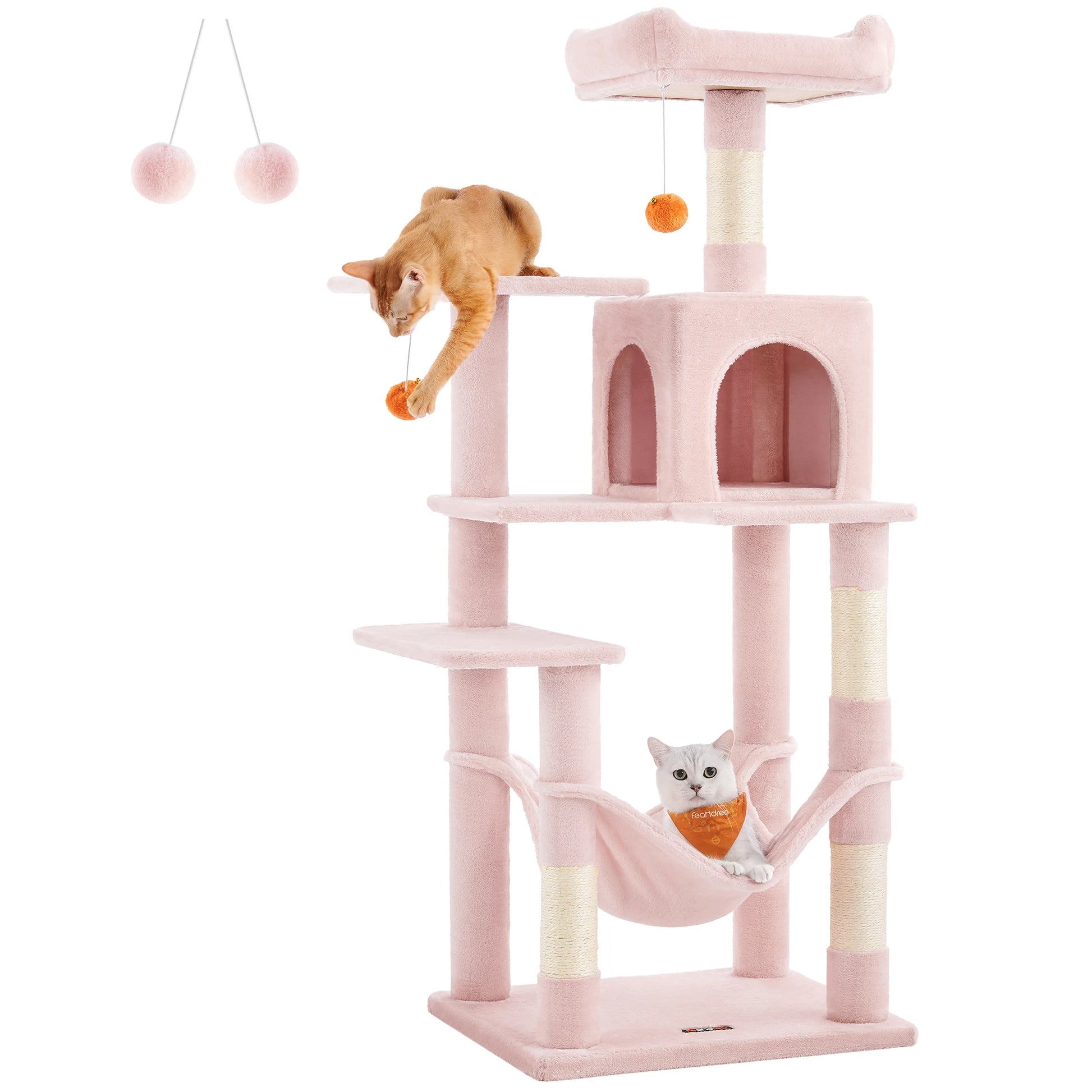 Feandrea Cat Tree, 56.3-Inch Cat Tower for Indoor Cats, Multi-Level Cat Condo with 4 Scratching Posts, 2 Perches, Hammock, Cave - Jimmys Supplies