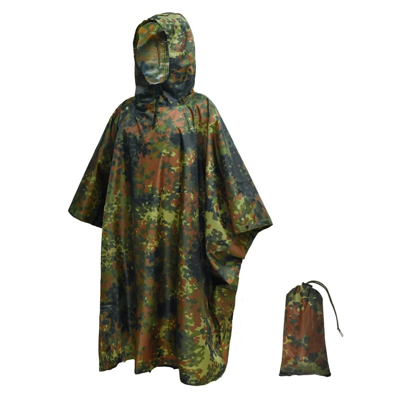 Man Military Impermeable Zipper Camo Raincoat Waterproof Rain Coat Men Raincoat Women Awning Tent Rain Motorcycle Rain Poncho