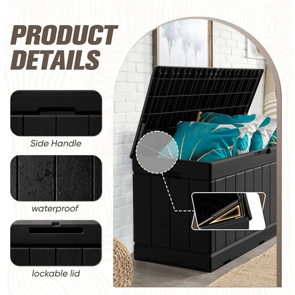 83 Gallon Outdoor Deck Box Large Resin Storage Box Black - Jimmys Supplies
