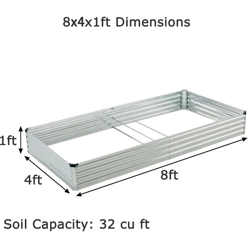 8x4x1ft Galvanized Raised Garden Bed 2 Pack Outdoor Planter - Jimmys Supplies