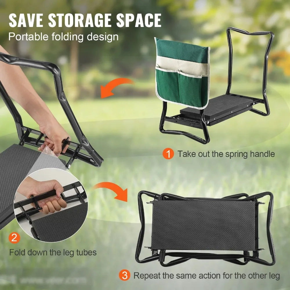 Outdoor yard gardening kneeling mat and foldable garden stool, gardening stool with equipment bag