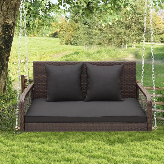Wicker Outdoor Porch Swing 800 LBS Capacity 2-Seater - Jimmys Supplies