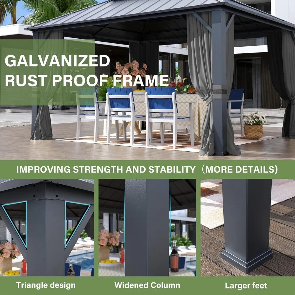 12' x 14' Outdoor Galvanized Steel Double Roof Gazebo - Jimmys Supplies