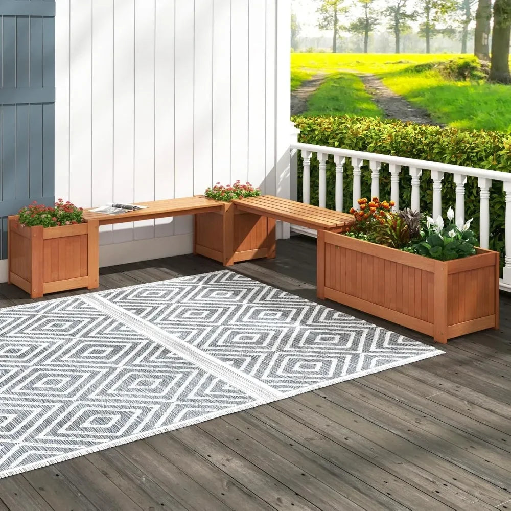 Outdoor Bench Wood Raised Garden Bed with Open Base - Jimmys Supplies