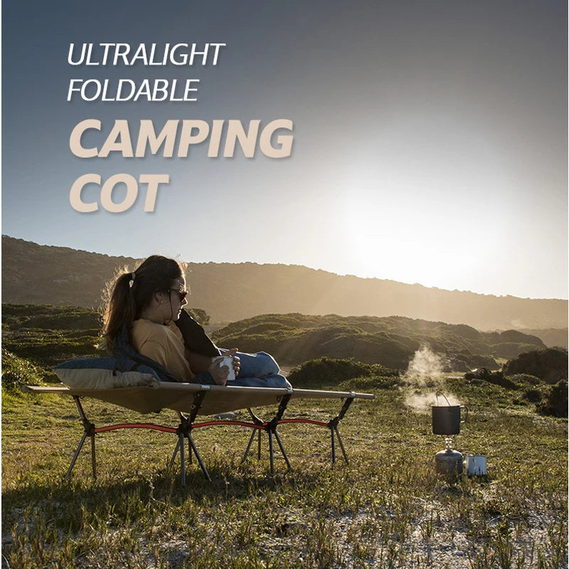 WESTTUNE Camping Cot with Leg Extenders Portable Folding Bed Ultralight Aluminum Alloy Sleeping Cot for Outdoor Hiking Travel - Jimmys Supplies
