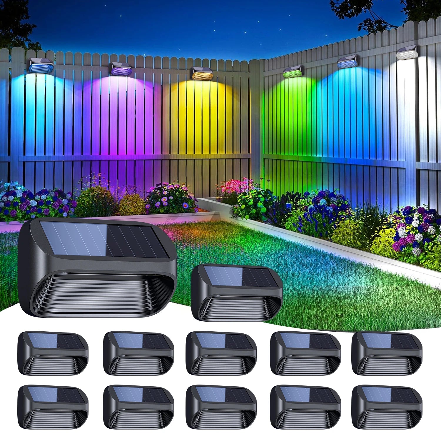 6/12 Pack Fence Lights Solar Powered for Yard and Patio Decor - Jimmys Supplies