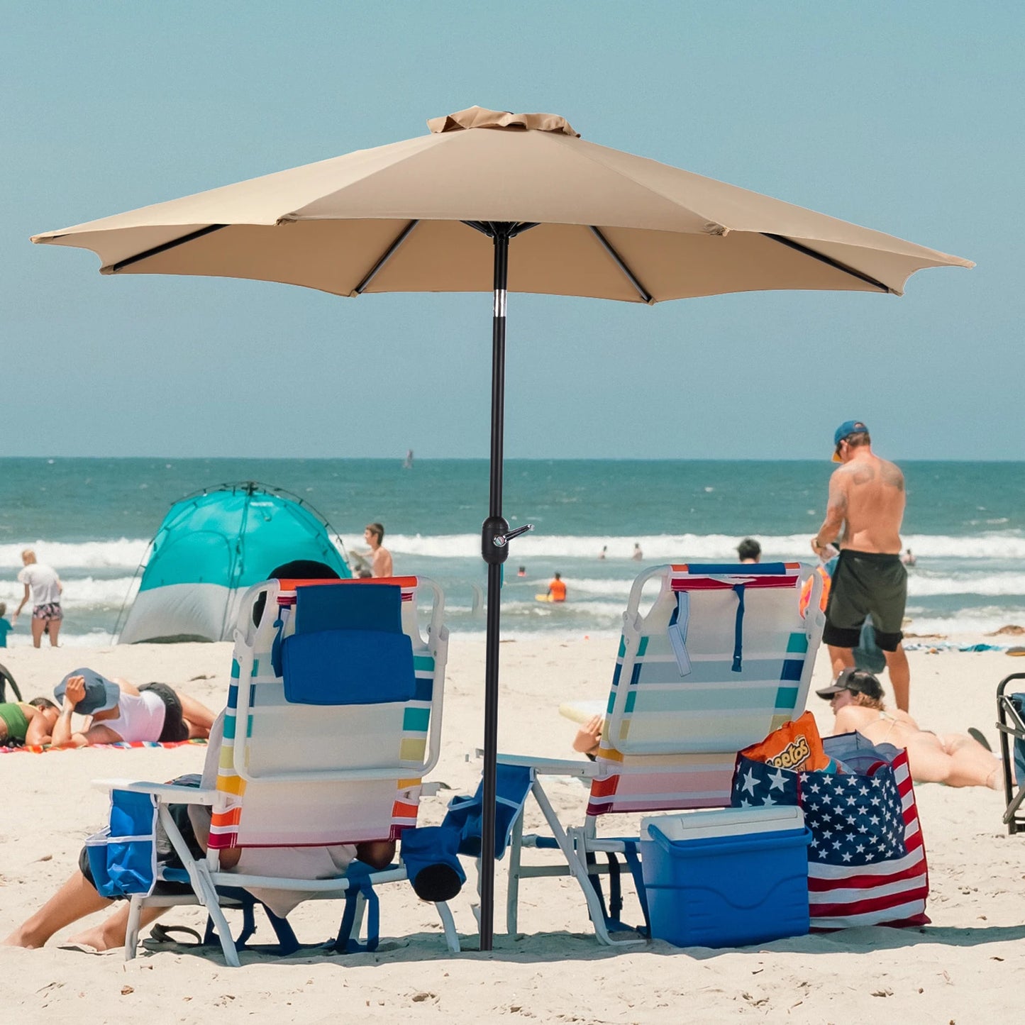 JHK Outdoor Patio Umbrella UV Protection For Garden Sturdy Structure All Weather Outdoor Umbrellas For Backyard Pool Holidays