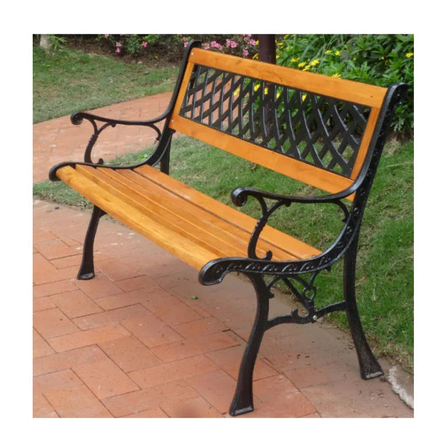 Legs Park Bench Wooden Bench With Back Steel Cast Iron Outdoor 2 Seater 7 Slats Manufacturer Outdoor Furniture Modern 5 Pcs