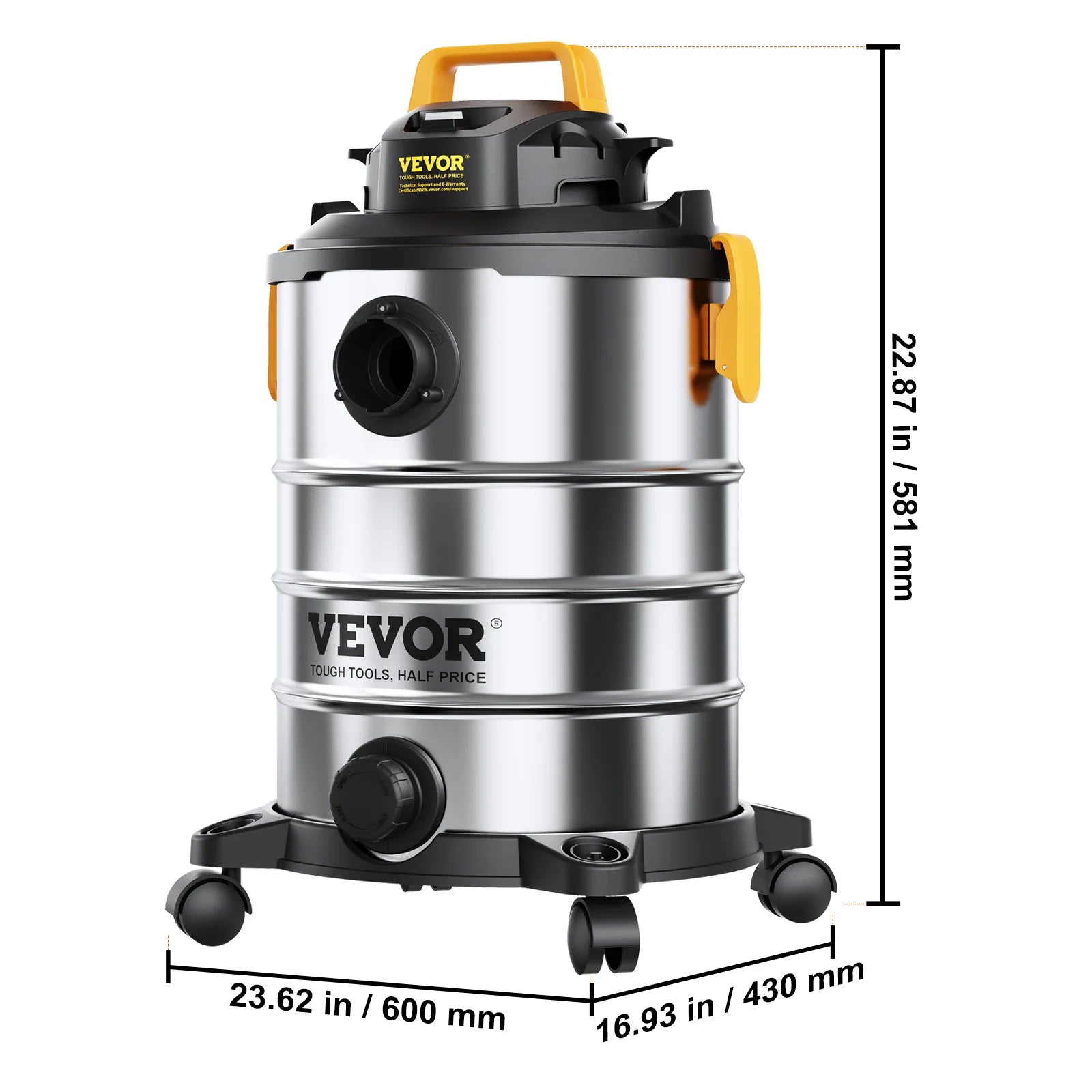 VEVOR Stainless Steel Wet Dry Shop Vacuum Powerful Suction - Jimmys Supplies