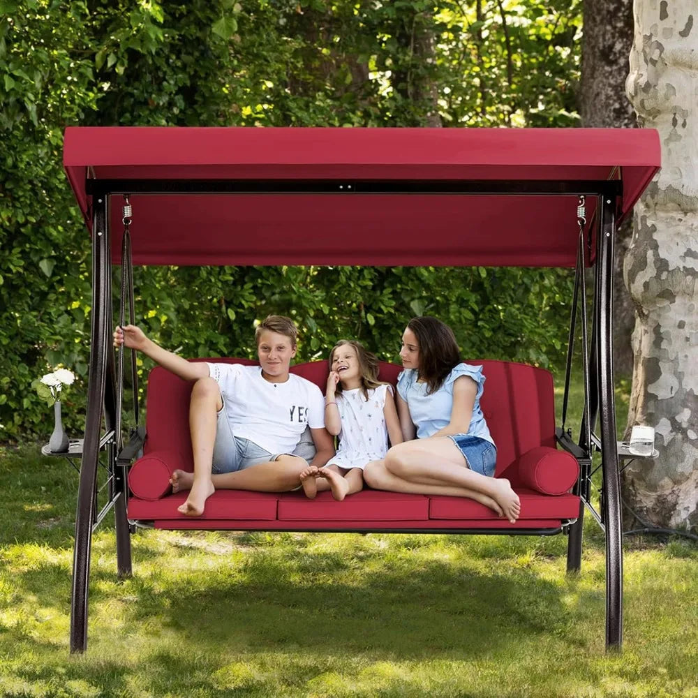 3 Person Outdoor Porch Swing with 1.5 Inch Deep Cup Holder - Jimmys Supplies